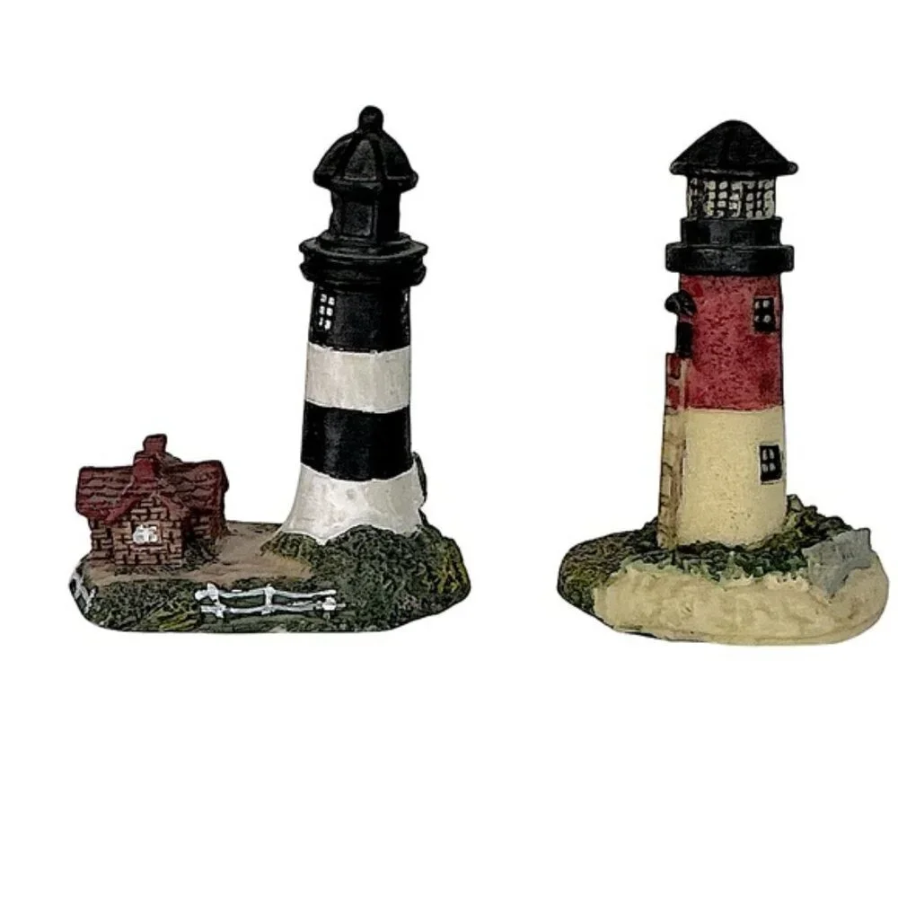 Lighthouse Candle Holder Figurines Outer Banks Nautical Collectible Vintage 3 PC